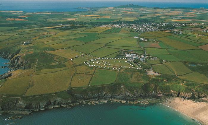 View of Caerfai Bay Caravan and Camping Park adjacent to Pembrokeshire Coastal Path and short walk to the Beach and St Davids
